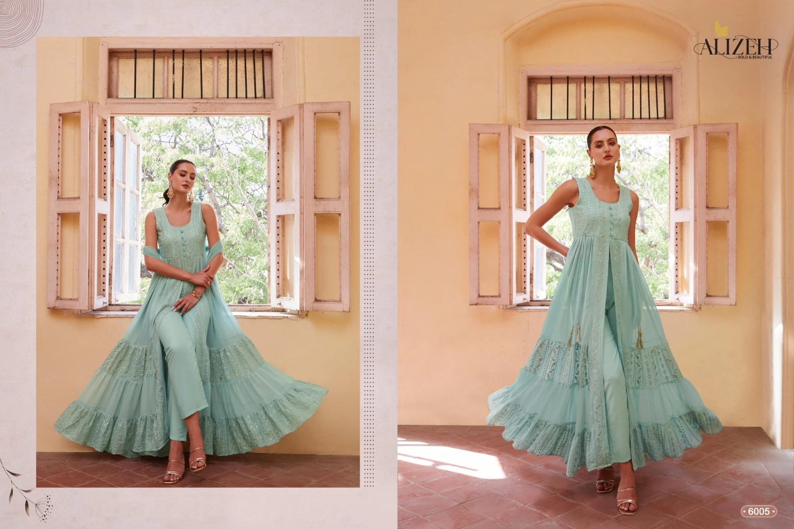 Alizeh Gulbahar Vol 4 Georgette Wholesale Fancy Western Styles Suit Catalog — Wholesale Salwar Suits, Alizeh wholesale from Surat - Gallery Image 7